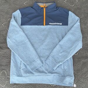 Vineyard Vines Blue and Orange Quarter Zip Shep Shirt